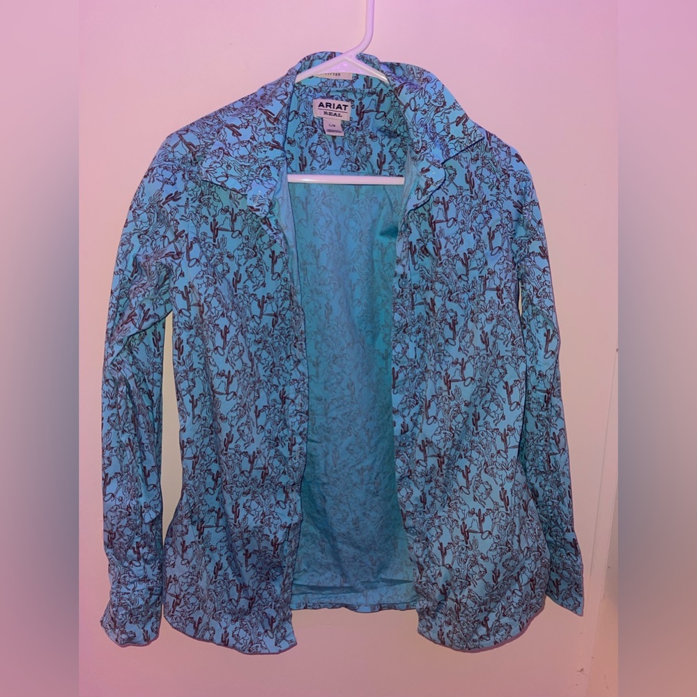 ARIAT BLUE COWGIRL LONG SLEEVE SNAP UP SIZE LARGE